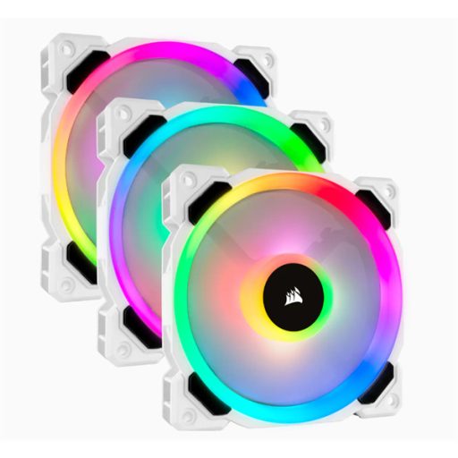 CORSAIR Rendszerhűtő Ventilátor, LL120 RGB + Lighting Node PRO Kontroller + HUB, 12cm, fehér, 3db/csomag