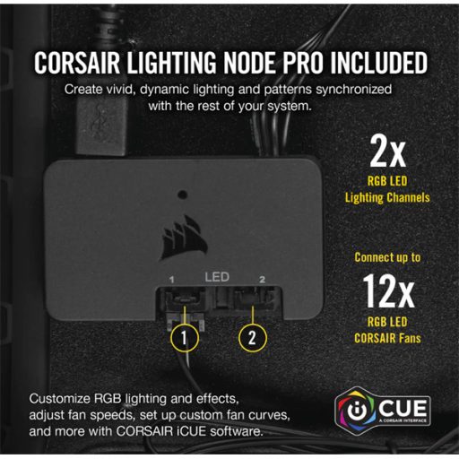 CORSAIR Rendszerhűtő Ventilátor, LL120 RGB + Lighting Node PRO Kontroller + HUB, 12cm, fehér, 3db/csomag