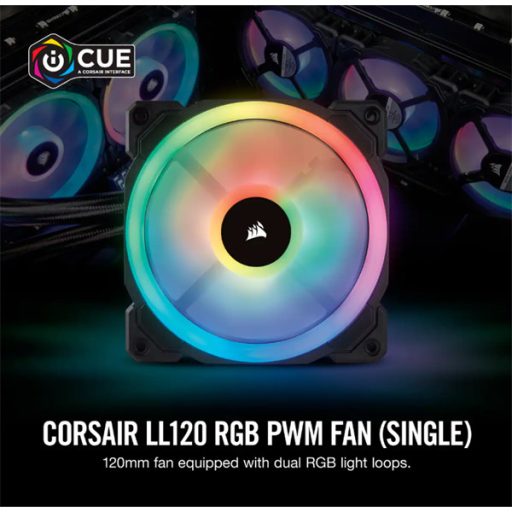 CORSAIR Rendszerhűtő Ventilátor, LL120 RGB LED, 12cm, fekete