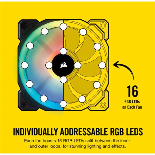 CORSAIR Rendszerhűtő Ventilátor, LL120 RGB LED, 12cm, fekete