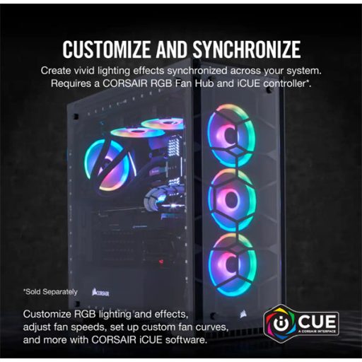 CORSAIR Rendszerhűtő Ventilátor, LL120 RGB LED, 12cm, fekete