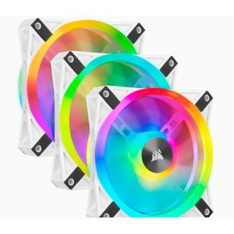   CORSAIR Rendszerhűtő Ventilátor, iCUE QL120 RGB + Lighting Node CORE Kontroller, 12cm, fehér, 3db/csomag