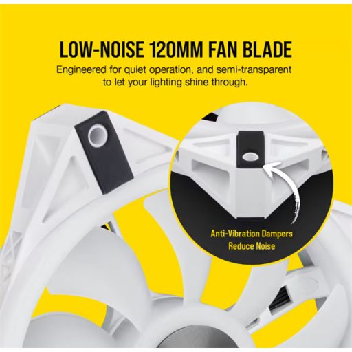 CORSAIR Rendszerhűtő Ventilátor, iCUE QL120 RGB + Lighting Node CORE Kontroller, 12cm, fehér, 3db/csomag