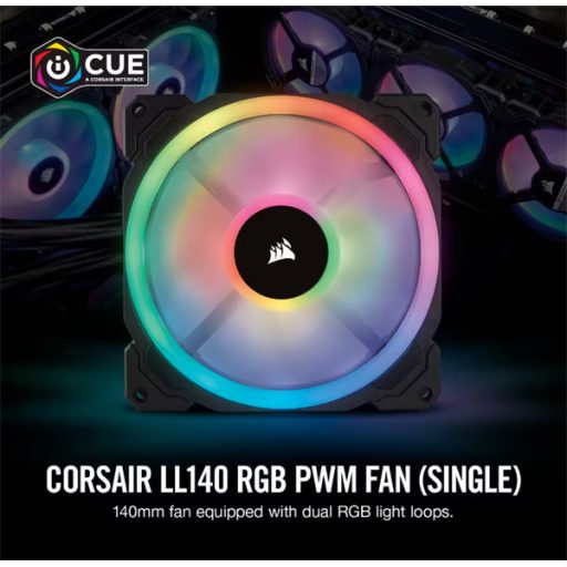 CORSAIR Rendszerhűtő Ventilátor, LL140 RGB, 14cm, fekete