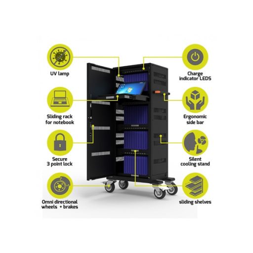 PORT DESIGNS Tablet Töltő/ Tároló Szekrény - 40 darab tablet + 1 darab notebook 17"-ig- CHARGING CABINET