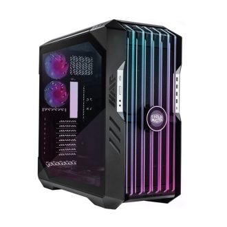   COOLER MASTER Ház ATX HAF 700 EVO + 5db Ventilátor + VGA tartó és Riser kábel, Tápegység nélkül, Üvegfalú, fekete