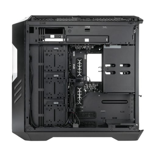 COOLER MASTER Ház ATX HAF 700 EVO + 5db Ventilátor + VGA tartó és Riser kábel, Tápegység nélkül, Üvegfalú, fekete