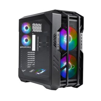   COOLER MASTER Ház ATX HAF 700 + 5db Ventilátor + ARGB Gen2 Kontroller + HUB, Tápegység nélkül, Üvegfalú, fekete