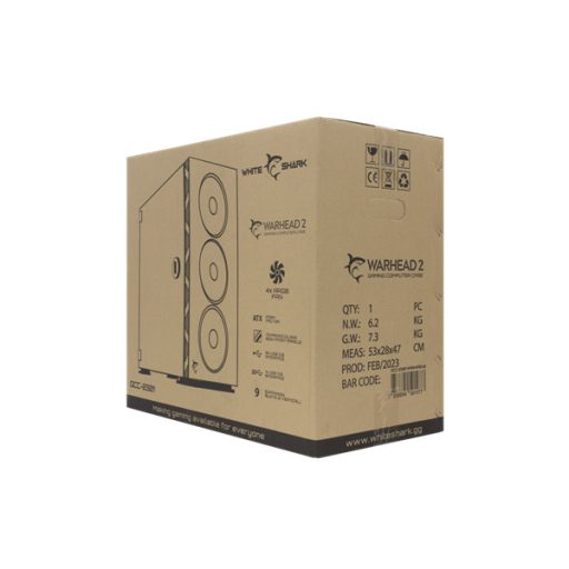 WHITE SHARK WARHEAD-2 GCC-2301 Számítógép ház ATX / ITX, 5xARGB ventillátor