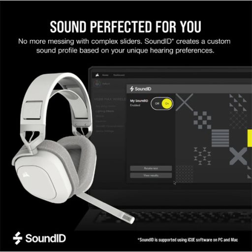 CORSAIR Vezeték Nélküli Headset, HS80 MAX RGB WIRELESS Gaming, Dolby Atmos hangzás, fehér