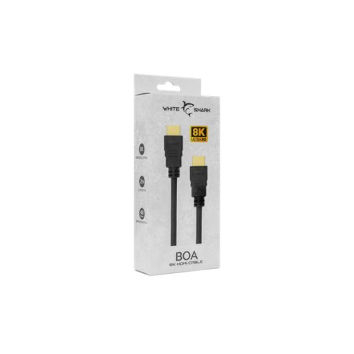 WHITE SHARK BOA-2 8K HDMI-HDMI kábel (M-M), 2m, fekete