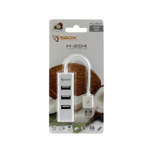 SBOX USB HUB, Fehér, 4xUSB 2.0