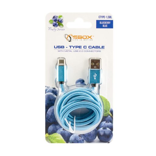 SBOX Kábel, CABLE USB Male -> TYPE-C Male 1.5 m Blue