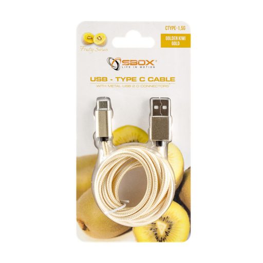 SBOX Kábel, CABLE USB Male -> TYPE-C Male 1.5 m Gold