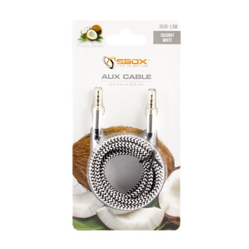 SBOX Kábel, AUDIO CABLE 3.5 Male - 3.5 mm Male 1.5 m White