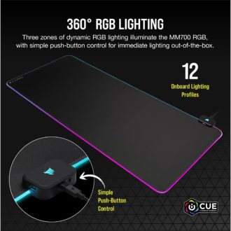   CORSAIR Egérpad MM700 RGB Extended Gaming, 930x400mm, fekete