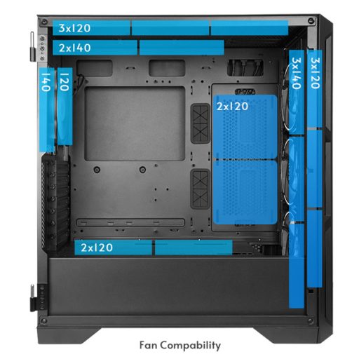 CHIEFTEC Ház Gaming Apex, ATX, 4x120mm RGB ventilátor, RGB vezérlő, Tápegység nélkül, Edzett Üveg, Fekete