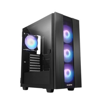   CHIEFTEC Ház Gaming Hunter 2, ATX, 4x120mm RGB ventilátor, RGB vezérlő, Tápegység nélkül, Edzett Üveg, Fekete