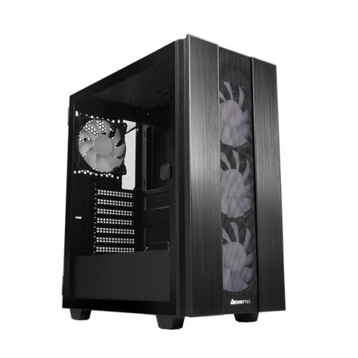 CHIEFTEC Ház Gaming Hunter 2, ATX, 4x120mm RGB ventilátor, RGB vezérlő, Tápegység nélkül, Edzett Üveg, Fekete