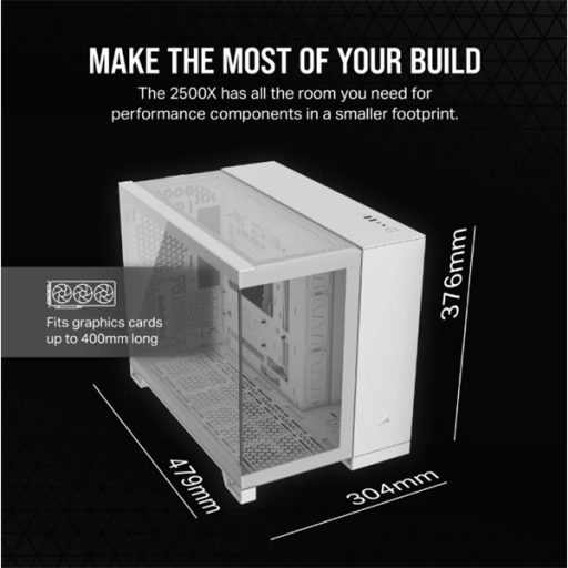CORSAIR Ház 2500X, Tápegység nélkül, Edzett Üveg, fehér