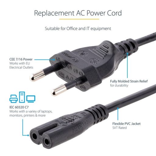 STARTECH Hálózati Tápkábel C7 250V, 2m fekete