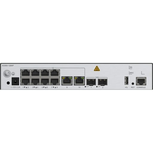 Huawei eKit Vezeték Nélküli Access Kontroller 10x1000Mbps + 2x10GE (SFP+) + 1konzol port, USB, max 128 AP - AC650-128AP