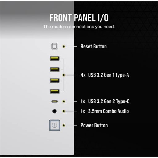 CORSAIR Ház 6500D AIRFLOW Dual Chamber, Tápegység nélkül, Edzett Üveg, fehér