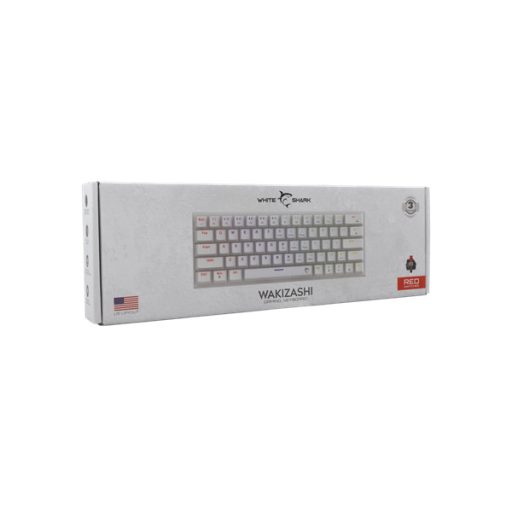 WHITE SHARK WAKIZASHI-W/R-US, GK-002211-W/R-US fehér mechanikus gamer billentyűzet, piros kapcs. angol