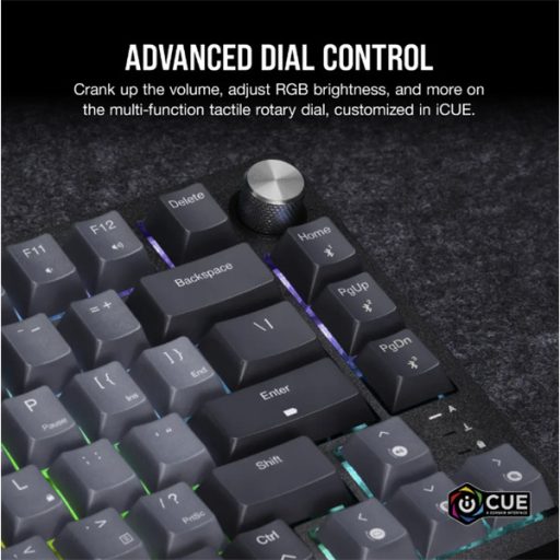 CORSAIR Vezeték Nélküli Billentyűzet Gaming, K65 PLUS 75%, Mechanikus, MLX Red switch, US, fekete