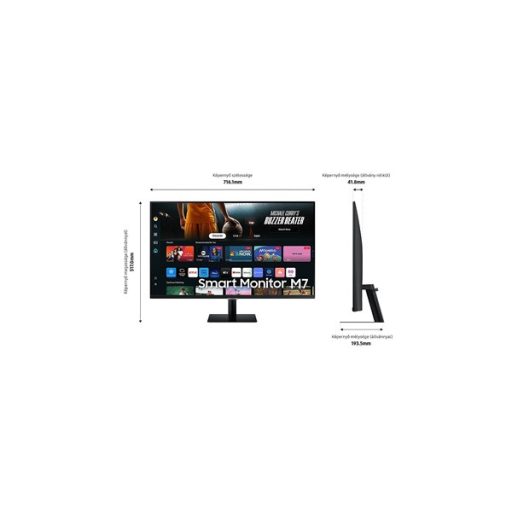 SAMSUNG Smart VA 43" monitor M7, 3840x2160, 16:9, 300cd/m2, 4ms, 2xHDMI/3xUSB/USB-C/WiFi/Bluetooth, hangszóró
