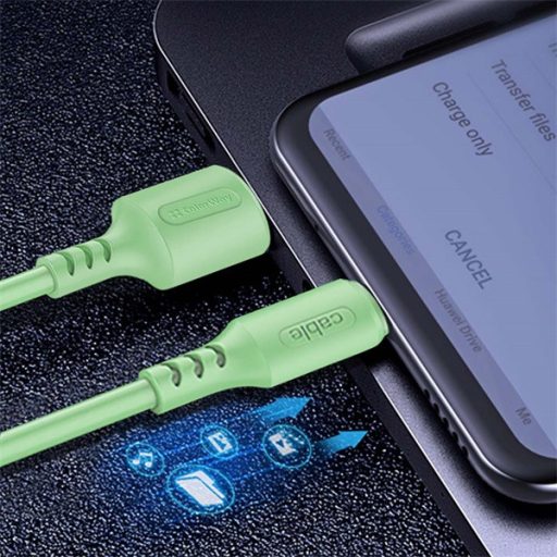 COLORWAY Kábel, USB to Type-C cable (soft silicone) 2.4A 1m green (CW-CBUC042-GR)