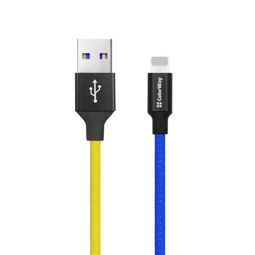 COLORWAY Kábel, USB - Apple Lightning (national) 2.4A 1m blue yellow (CW-CBUL052-BLY)