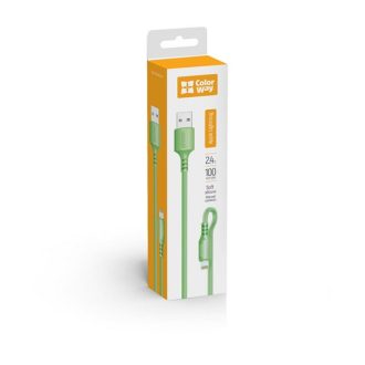   COLORWAY Kábel, USB - Apple Lightning (soft silicone) 2.4A 1m green (CW-CBUL042-GR)