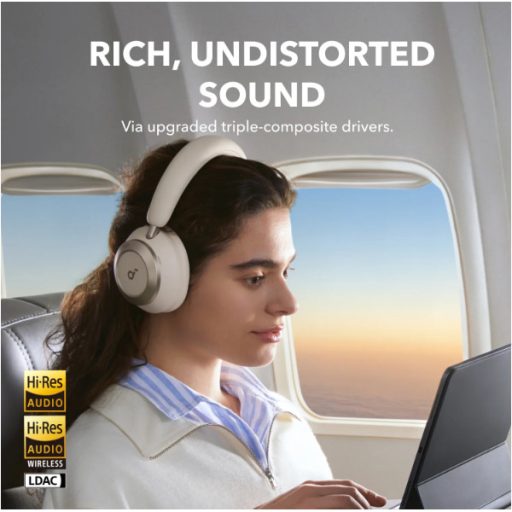 ANKER Vezeték Nélküli Fejhallgató, Soundcore Space One Pro, Összecsukható, Aktív Zajszűrő, cream white - A3062G21