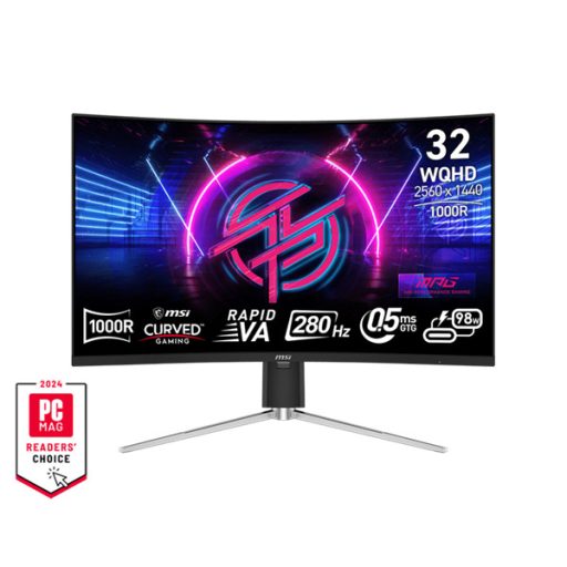 MSI Monitor GAMING MPG 325CQRXF Ívelt 31,5" WQHD Rapid VA 2560x1440, 280Hz, 3200:1, 0,5ms, HDMI, DP, USB-C, Black