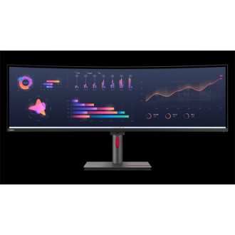   LENOVO Monitor - ThinkVision P49w-30, ívelt, 49" 5120x1440 IPS, 32:9, 2000:1, 350cd/m2, 4ms, USB, USB-C, HDMI, DP