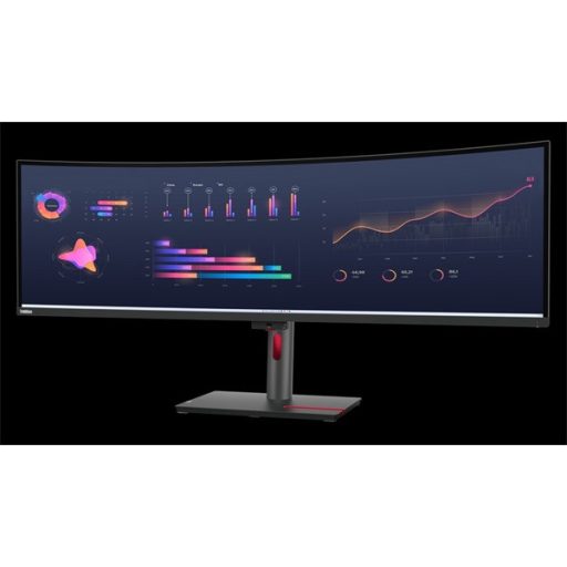 LENOVO Monitor - ThinkVision P49w-30, ívelt, 49" 5120x1440 IPS, 32:9, 2000:1, 350cd/m2, 4ms, USB, USB-C, HDMI, DP