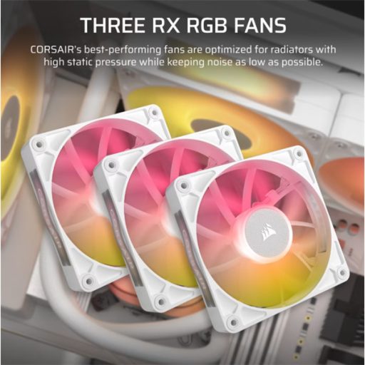 CORSAIR CPU hűtő iCUE LINK TITAN 360 RX LCD (vízhűtés), 3 Ventilátorots, LGA1700 és LGA1851 támogatással, fehér