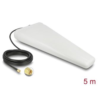   DELOCK Antenna LTE SMA plug 9-11 dB kétirányú, kábellel (RG-58, 5m) fehér kültéri