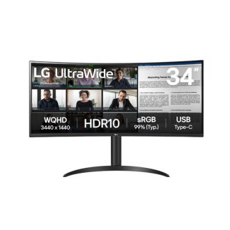   LG ívelt monitor 34" 34WR55QK, 3440x1440, 21:9, 300cd/m2, 5ms, HDMIx2/DisplayPort/USB-C
