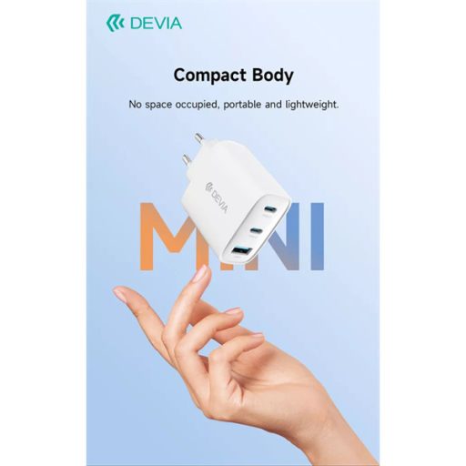 DEVIA Extreme Speed Series 65W GaN PD gyorstöltő adapter USB+2xType-C - fehér