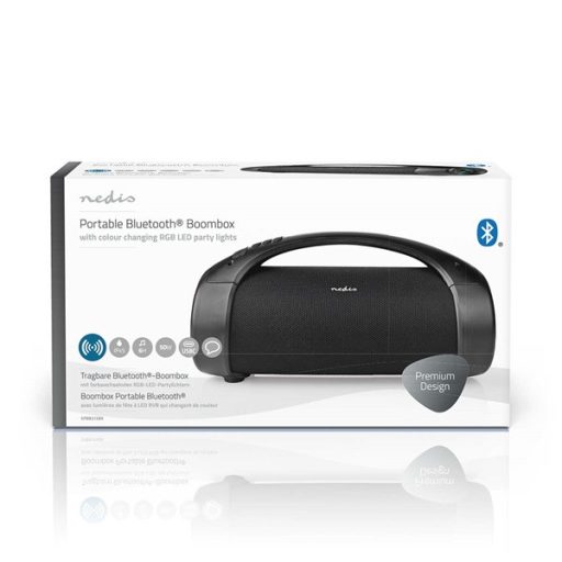 Nedis SPBB315BK Bluetooth Party Boombox, 6 óra üzemidő, 2.0 ,50W ,AUX , USB ,IPX5 ,TWS, fogantyú, LED fényjáték
