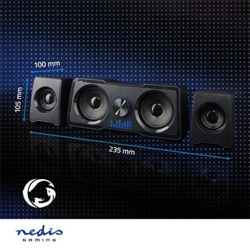 Nedis GSPR21022BK gamer hangszóró készlet, csatornák: 2.2, USB tápellátás, 3,5 mm jack, 48 W, LED, hangerőszabályozó