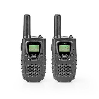  Nedis WLTK0800BK Walkie-Talkie készlet, 2 kézibeszélő 8 km-ig, csat: 8 PTT / VOX akár 2,5 óra, fejhallgató kimenet