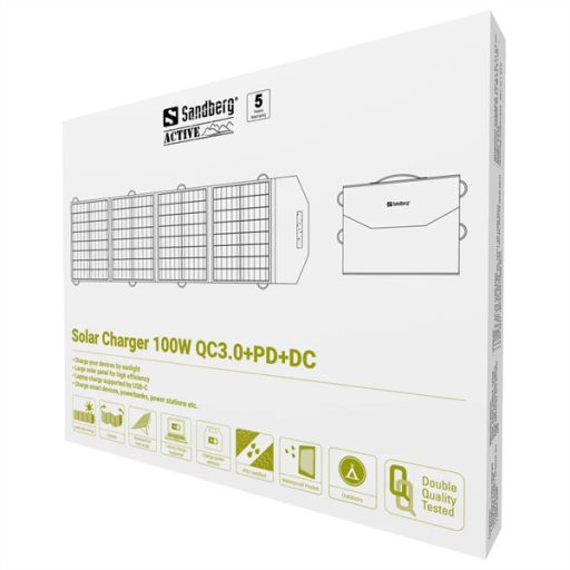 SANDBERG Napelemes töltő, Solar Charger 100W, QC3.0 + PD+DC