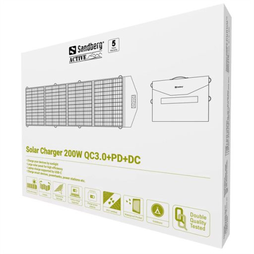 SANDBERG Napelemes töltő, Solar Charger 200W, QC3.0+PD+DC
