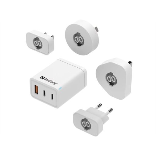 SANDBERG Hálózati töltő, 3 in 1 travel charger USB C/A 65W
