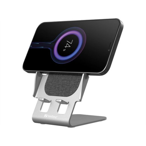 SANDBERG Töltő állomás, Wireless Charger Stand 15W Alu