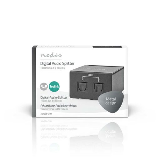 Nedis ASPL2512BK digitális audio splitter, TosLink be - 2x TosLink kimenet