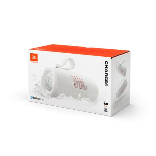 JBL CHARGE 6 WHT, BT hangszóró, Fehér (Hordozható, vízálló)